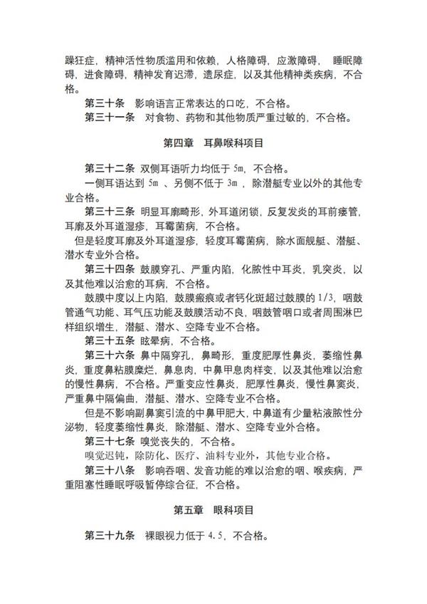 上海2020年高校军队招生体检标准