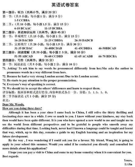 2020天津高考英语模拟卷（含答案）