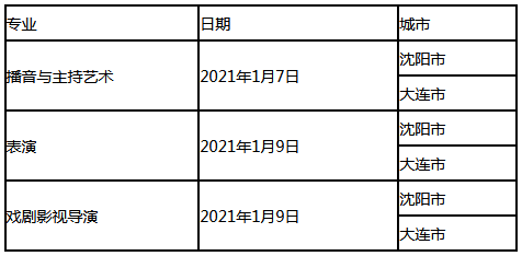 辽宁2021年高考戏剧与影视学类专业统考(面试)考试时间安排公布