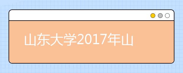 山东大学2017年山东省综合评价招生简章