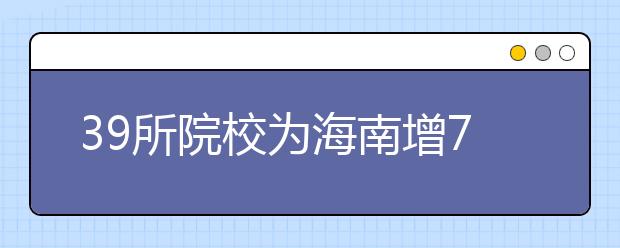 39所院校为海南增716个三本计划