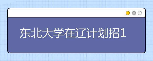 东北大学在辽计划招1127人 比去年增加17人