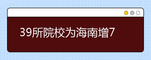 39所院校为海南增716个三本计划