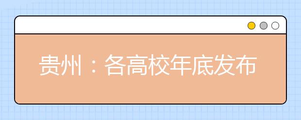 贵州：各高校年底发布毕业生就业质量年度报告