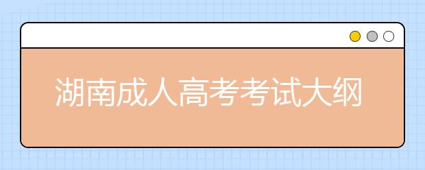 湖南成人高考考试大纲内容