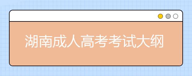 湖南成人高考考试大纲内容