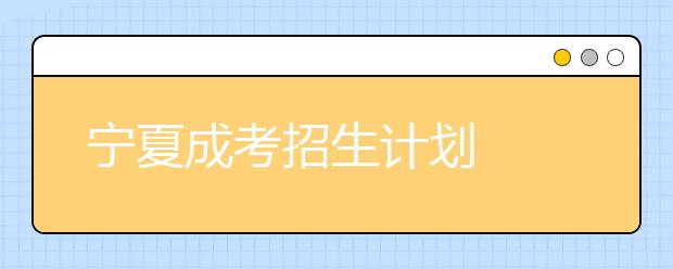 宁夏成考招生计划