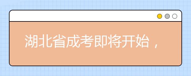 湖北省成考即将开始,充当“枪手”将从严处理