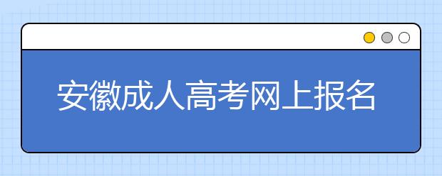 安徽成人高考网上报名注意事项