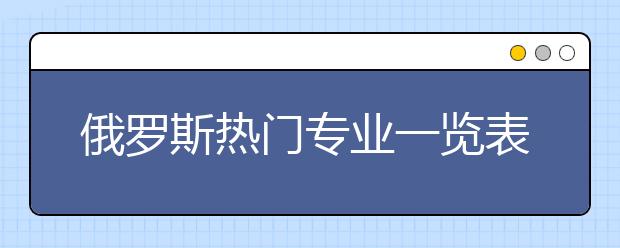 俄罗斯热门专业一览表 哪些专业适合中国留学生