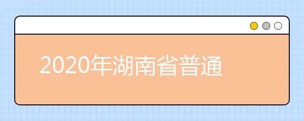 2020年湖南省普通高校招生艺术类专业全省统考安排