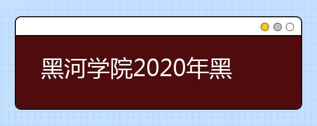 黑河学院2020年黑龙江省书法学专业招生简章