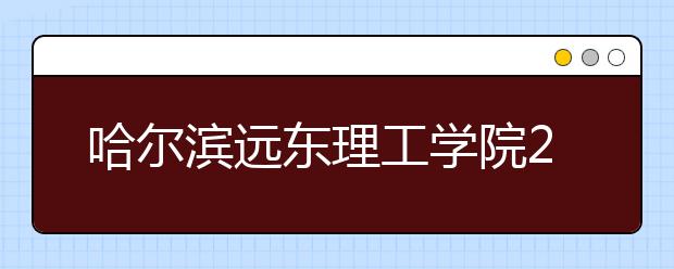 哈尔滨远东理工学院2019年艺术类专业录取规则