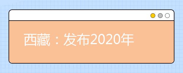 西藏：发布2020年普通高等学校招生规定 网上报名时间为3月20日至31日
