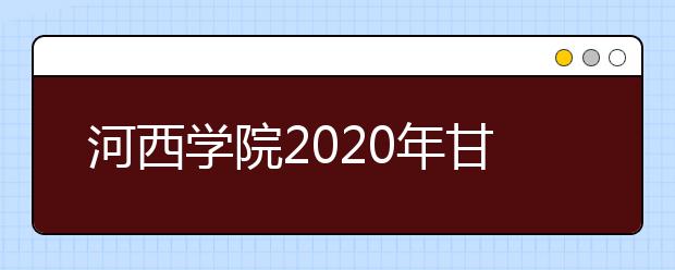 河西学院2020年甘肃省艺术类专业招生简章