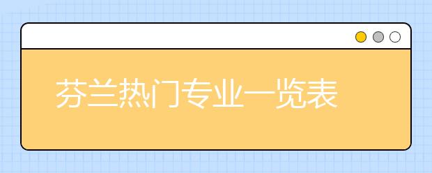 芬兰热门专业一览表 哪些芬兰留学专业就业率高