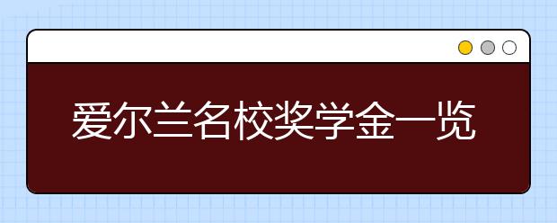 爱尔兰名校奖学金一览表 怎样申请爱尔兰留学奖学金