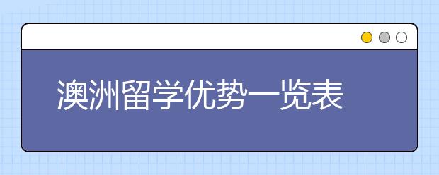 澳洲留学优势一览表 澳大利亚留学可以享受哪些福利