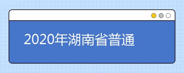 2020年湖南省普通高等学校招生工作附则