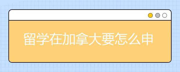 留学在加拿大要怎么申请全额奖学金