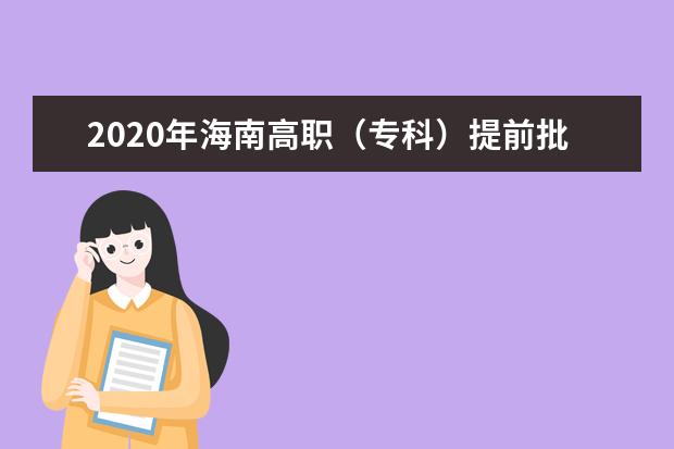 2020年海南高职（专科）提前批院校专业组投档最低分