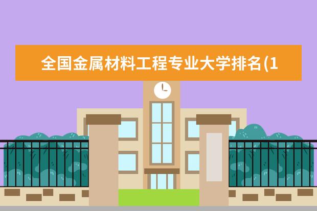 全国金属材料工程专业大学排名(10篇)