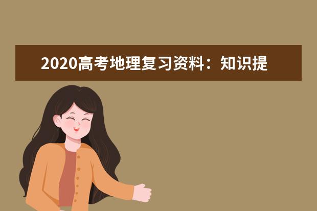 2020高考地理复习资料：知识提纲与口诀