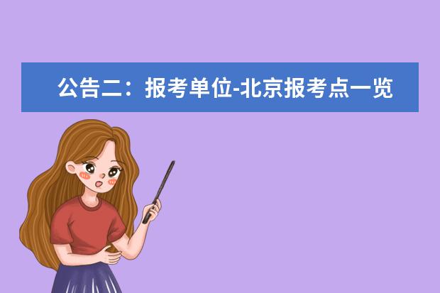 公告二：报考单位-北京报考点一览表（一）