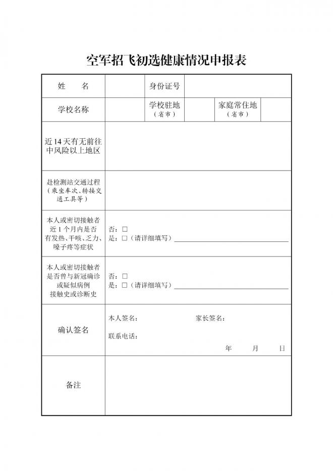 2022年度山东、河南空军招收飞行学员工作简章