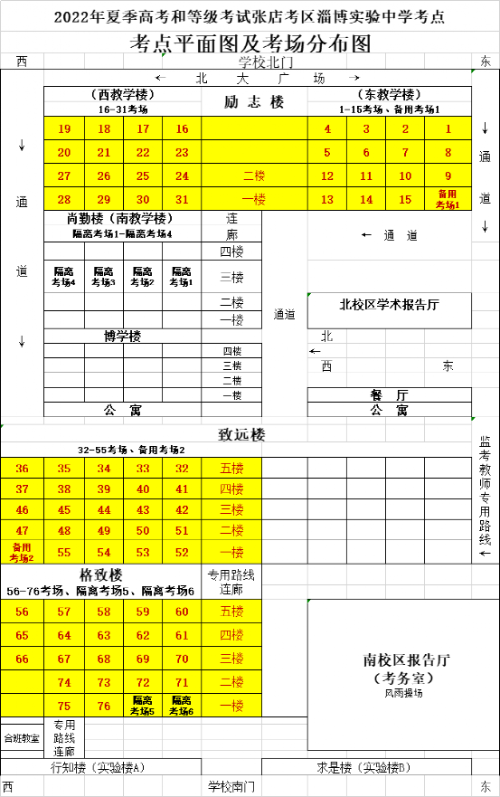 2022淄博市夏季高考考场分布图 淄博市高考考场地址