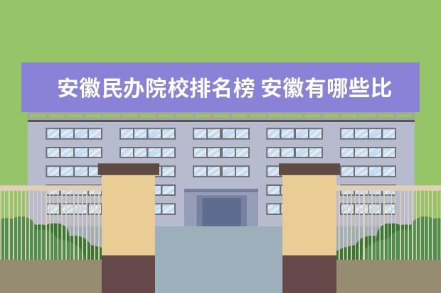安徽民办院校排名榜 安徽有哪些比较有名的民办高中?谢谢