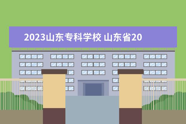2023山东专科学校 山东省2023春季高考可以报考的学校